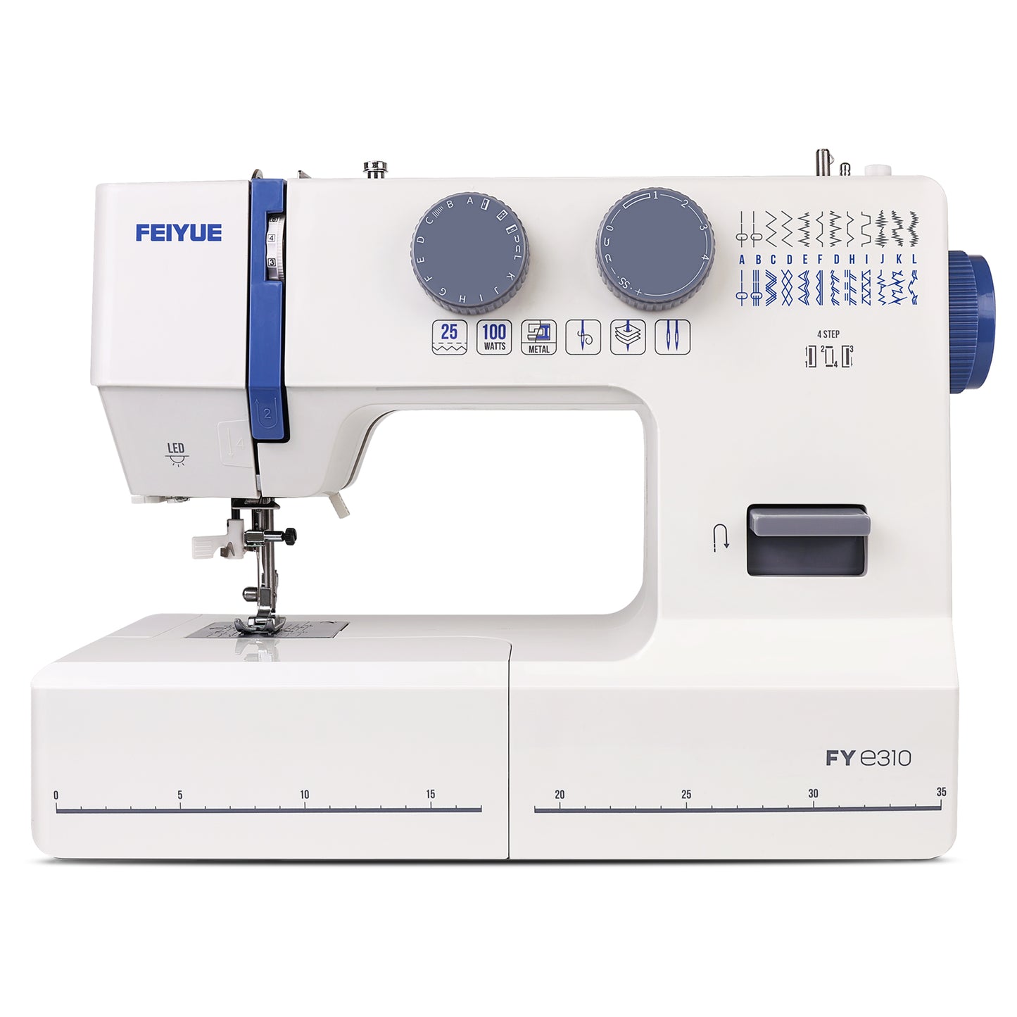 FEIYUE FYe310 Full Size Sewing Machine with Foot Pedal, Heavy Duty & Portable, Powerful Servo Motor, 25 Built-in Stitches, 6 Bobbins & 5 Included Sewing Feet