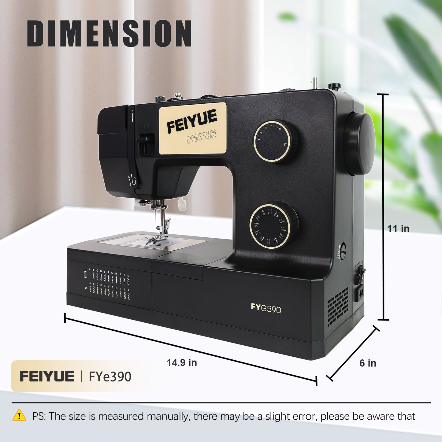 FEIYUE FYe390 Sewing Machine, Energy Saving Servo Motor, Heavy Duty & Portable, 23 Built-in Stitches, Multiple Needle Positions, 6 Bobbins & 5 Included Sewing Feet