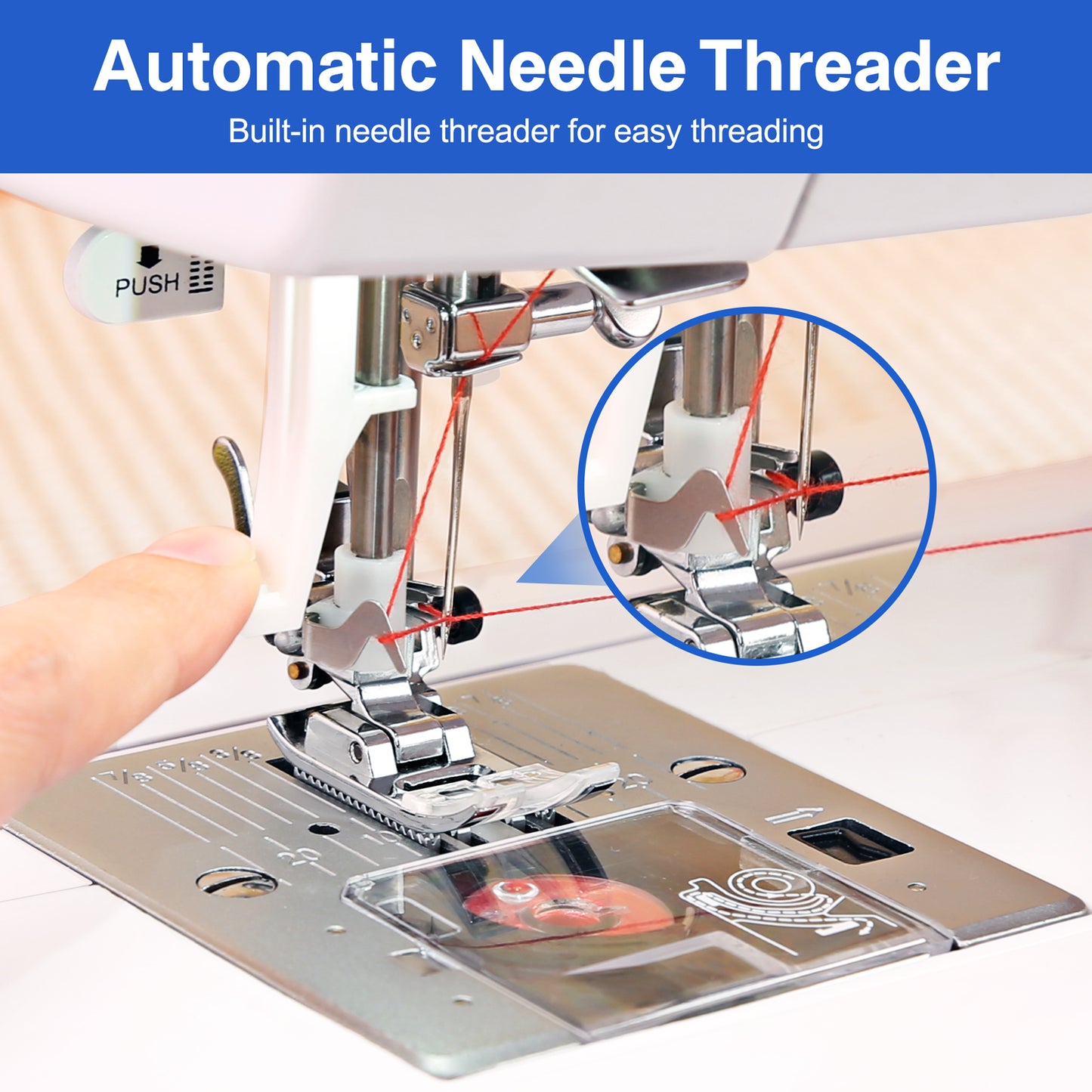 FEIYUE FY600 Electronic Sewing Machine, 146 Built-in Stitches, Automatic Needle Threader, LCD Display, Free Arm, Portable Heavy Duty Craft Machine for Beginners
