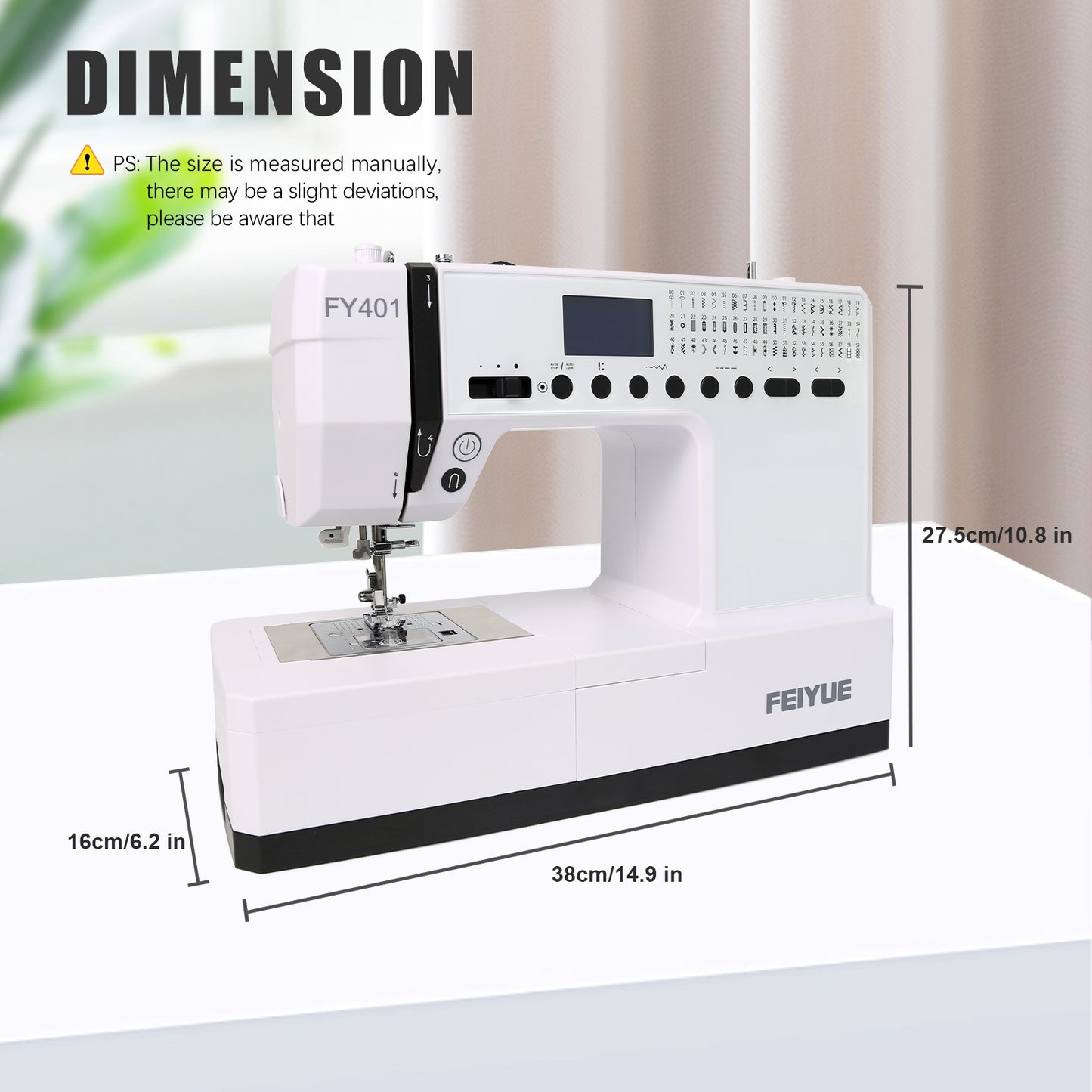 FEIYUE FY401 Electronic Sewing Machine, 60 Stitches, Digital LCD, Easy One-Touch Operation, Portable & Versatile for Beginners and Crafters, Home Sewing & DIY Projects