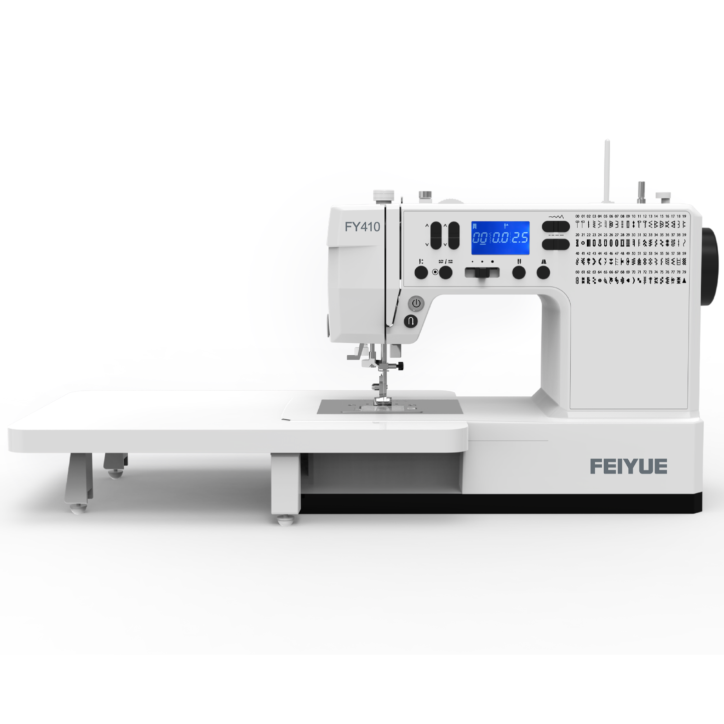 FEIYUE FY410 Computerized Sewing Machine with Extension Table, LCD Display, Twin Needle & Mirror Function, Adjustable Stitch Width/Length, Auto-Lock for Home Sewing