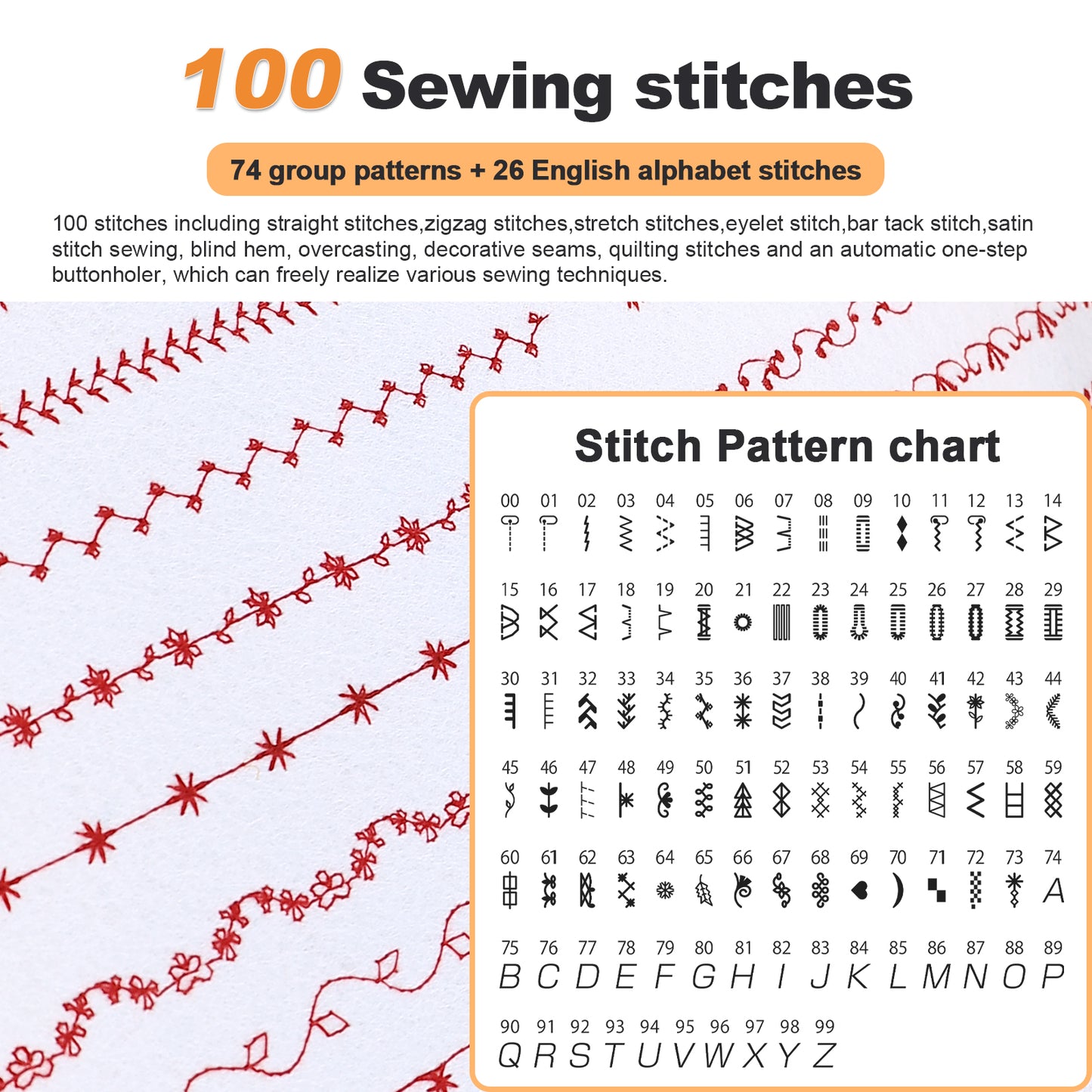 FEIYUE FY450 Electronic Sewing Machine, 100 Stitches & Alphabet, LCD Screen, Free Arm, One-Touch Operation, Multi-Function Portable Craft Machine for Home & DIY Projects