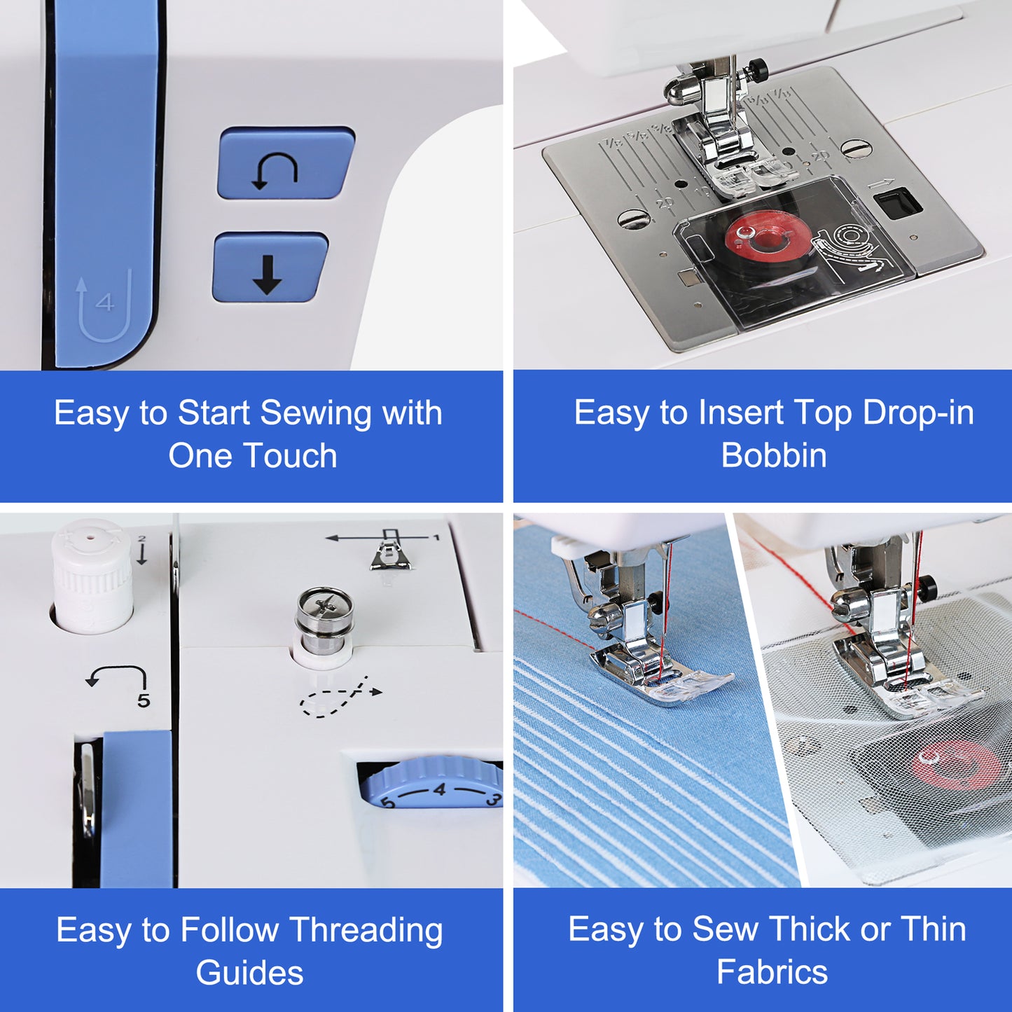FEIYUE FY600 Electronic Sewing Machine, 146 Built-in Stitches, Automatic Needle Threader, LCD Display, Free Arm, Portable Heavy Duty Craft Machine for Beginners