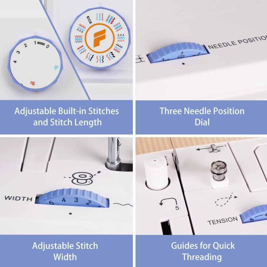 FEIYUE FYe370 Sewing Machine with Multiple Needle Positions, Energy Saving Servo Motor, Heavy Duty & Portable, 34 Built-in Stitches, Speed Control, Easy to Use, Great for Beginners