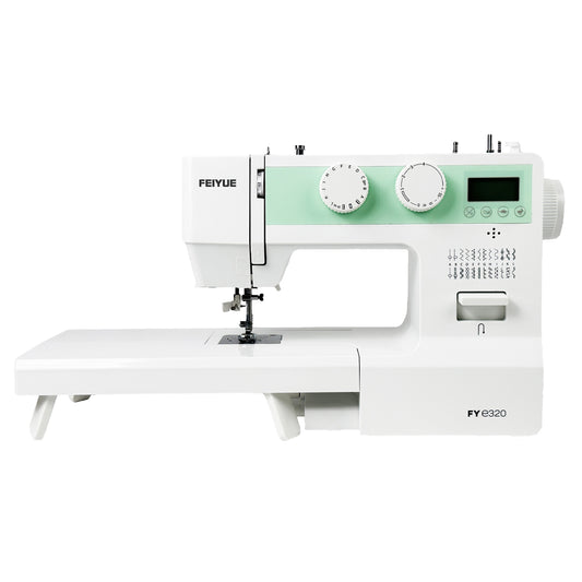 FEIYUE FYe320 Full Size Sewing Machine with Extension Table & Foot Pedal, Speed Control, Heavy Duty & Portable, LCD Display, 25 Built-in Stitches, 6 Bobbins & 5 Included Sewing Feet