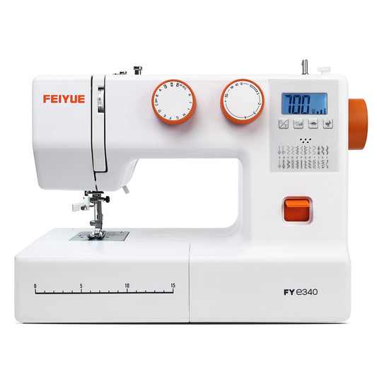 FEIYUE FYe340 Full Size Sewing Machine with Foot Pedal, Speed Control, Heavy Duty & Portable, LCD Display, 25 Built-in Stitches, 6 Bobbins & 5 Included Sewing Feet