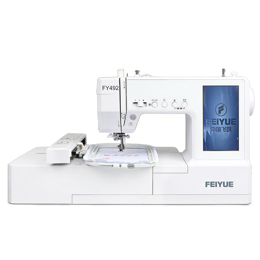 FEIYUE FY492 Computerized Sewing & Embroidery Machine - Touch Screen Control, Built-in Embroidery Patterns & Letters, Automatic Thread Trimming, LED Sewing Light
