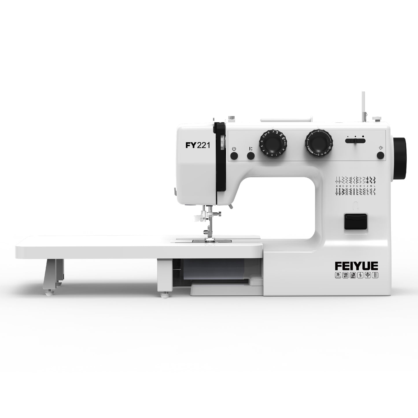 FEIYUE FY221 Household Sewing Machine with Extension Table, Needle Position Control, Speed Selector & Light Switch