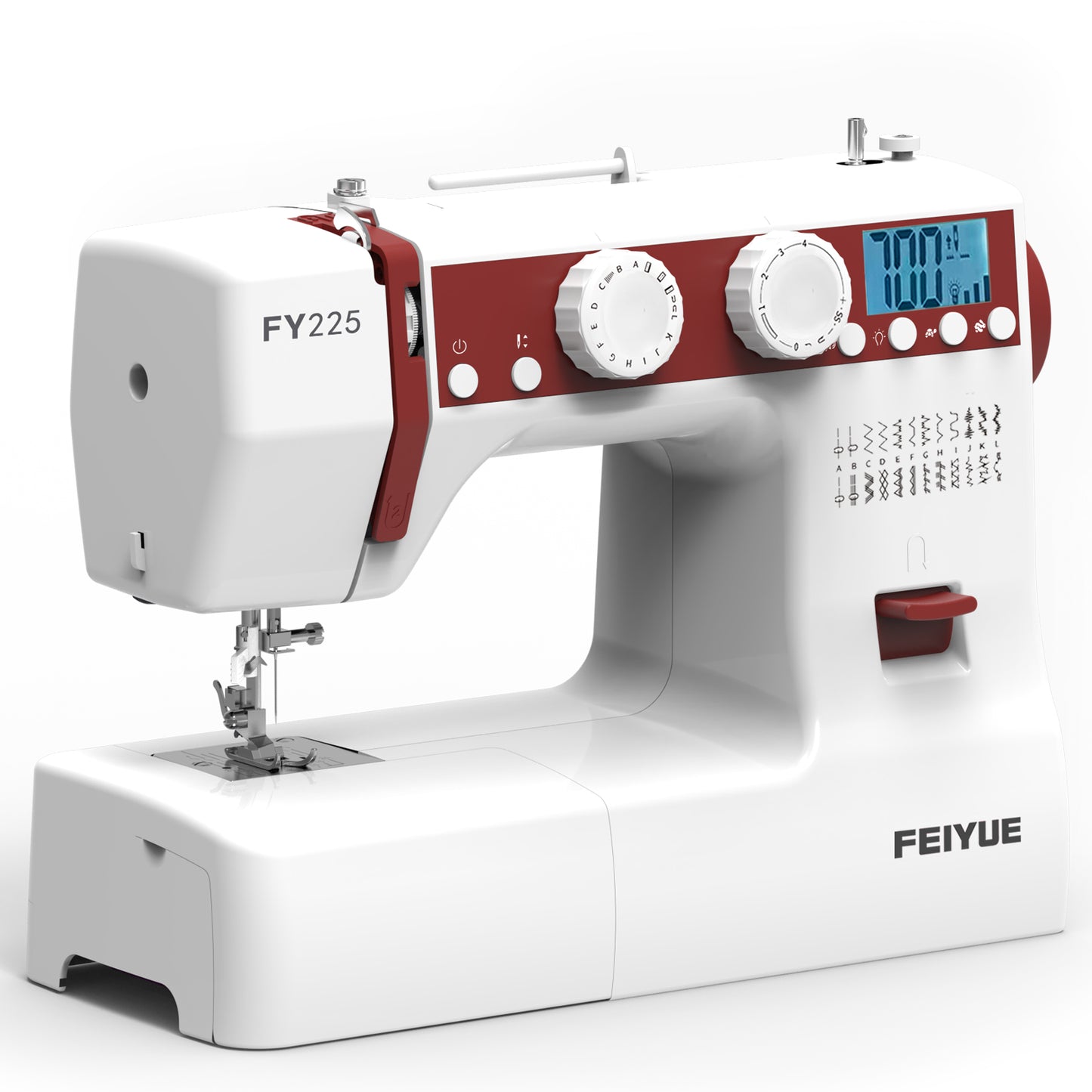 FEIYUE FY225 Home Sewing Machine with LCD Display and Voice Guidance On/Off – Adjustable Speed and Multi-Stitch Design