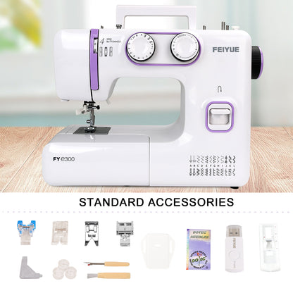 FEIYUE FYe300 Full Size Sewing Machine with Foot Pedal, Powerful Servo Motor, Controllable Pedal Speed, Great for Beginners, 105 Stitch Applications
