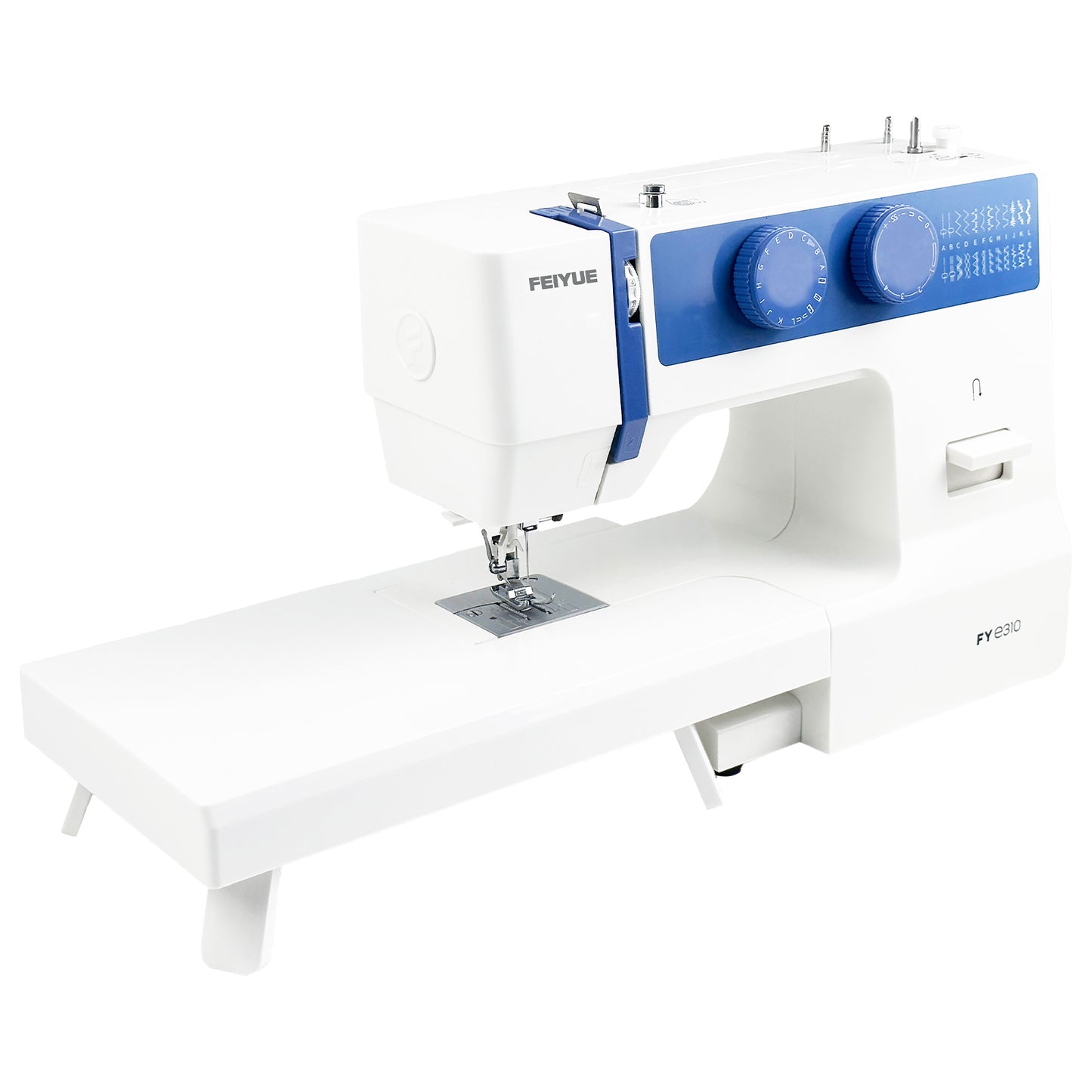 FEIYUE FYe310 Full Size Sewing Machine with Extension Table & Foot Pedal, Heavy Duty & Portable, Powerful Servo Motor, 25 Built-in Stitches, 6 Bobbins & 5 Included Sewing Feet (White)