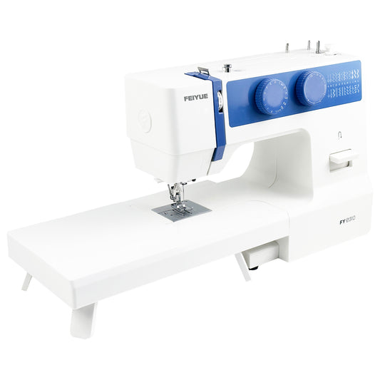 FEIYUE FYe310 Full Size Sewing Machine with Extension Table & Foot Pedal, Heavy Duty & Portable, Powerful Servo Motor, 25 Built-in Stitches, 6 Bobbins & 5 Included Sewing Feet (White)