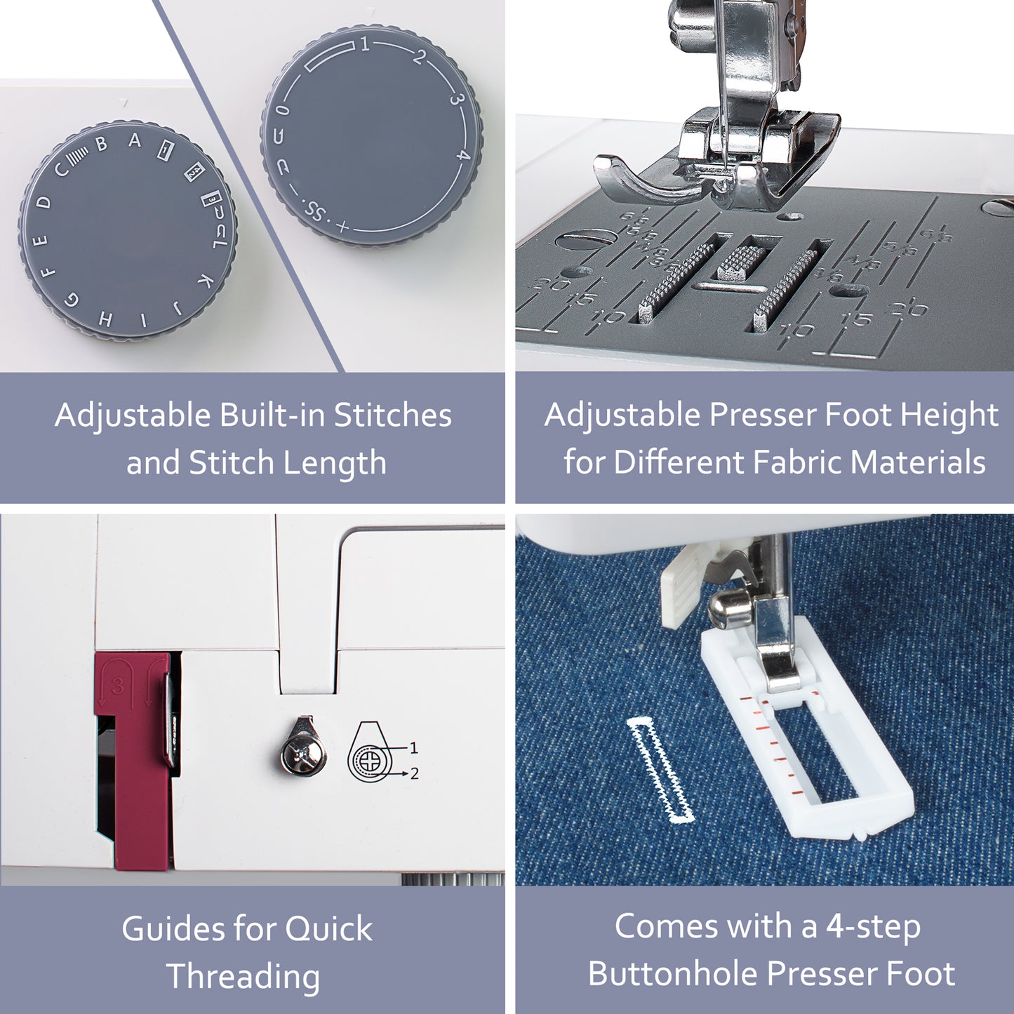 FEIYUE FYe310 Full Size Sewing Machine with Foot Pedal, Powerful Servo Motor, 25 Built-in Stitches, Heavy Duty & Portable, 6 Bobbins & 5 Included Sewing Feet (Red)