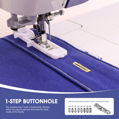 FEIYUE FY700 Computerized Sewing Machine - 180 Stitch Patterns, Automatic Needle Threader, LCD Display, Adjustable Speed, Presser Foot Set, Auto Thread Cutter, for Household Sewing and Crafts