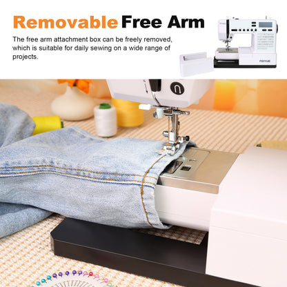 FEIYUE FY450 Electronic Sewing Machine, 100 Stitches & Alphabet, LCD Screen, Free Arm, One-Touch Operation, Multi-Function Portable Craft Machine for Home & DIY Projects