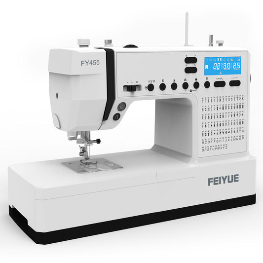 FEIYUE FY455 Advanced Computerized Sewing Machine – Auto Thread Trimming, Lock & Group Pattern Control, Upper Thread Detection, High-Capacity Stitch System for Serious Home Sewing