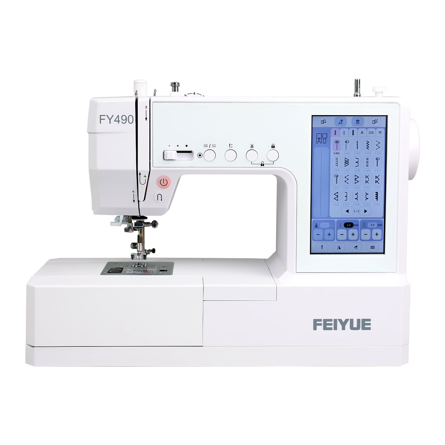 FEIYUE FY490 Computerized Sewing Machine - Touchscreen with Auto Thread Cutter & Presser Foot Set | Adjustable Speed, Twin Needle Compatible, LED Light