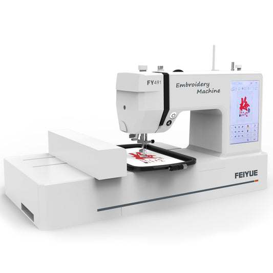 FEIYUE FY491 Computerized Sewing & Embroidery Machine - Touch Screen Control, Built-in Embroidery Patterns & Letters, Automatic Thread Trimming, LED Sewing Light