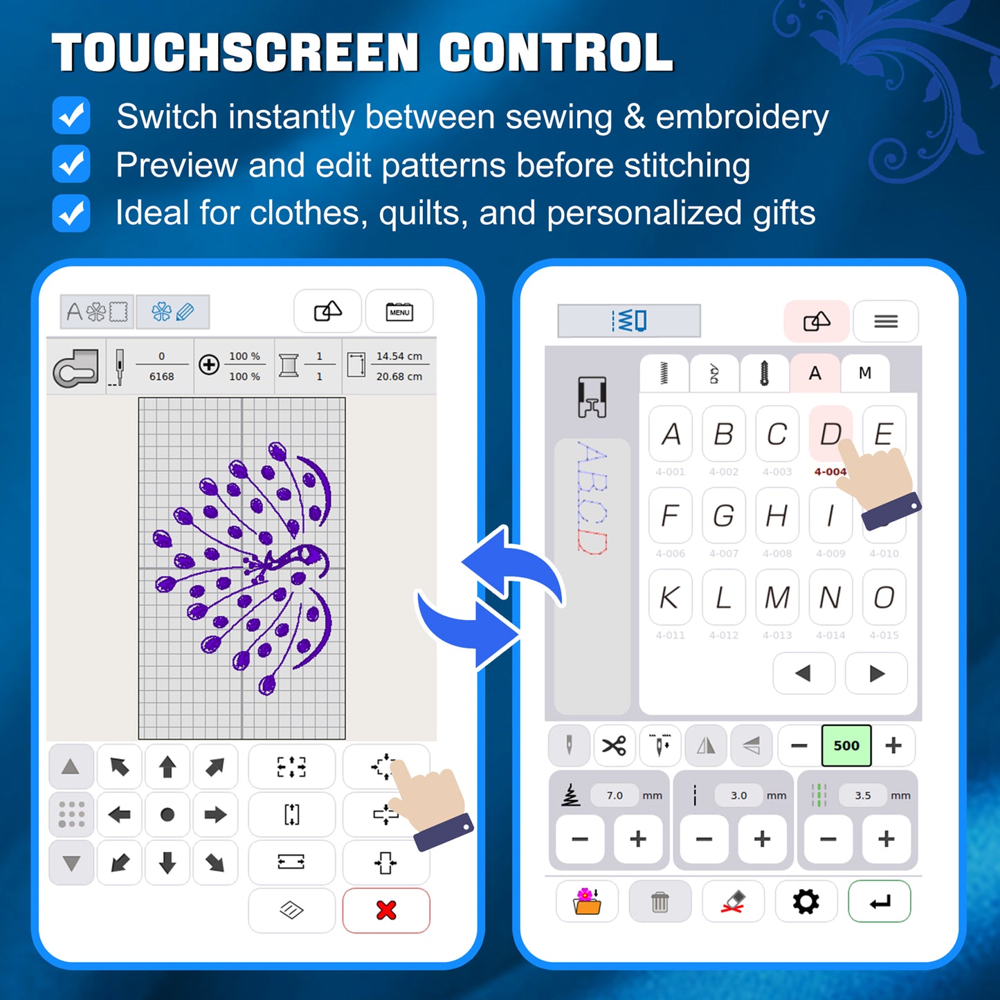FEIYUE FY777 Computerized Sewing & Embroidery Machine - Touch Screen Control, Built-in Embroidery Patterns & Letters, USB Pattern Import, Automatic Thread Trimming, LED Sewing Light