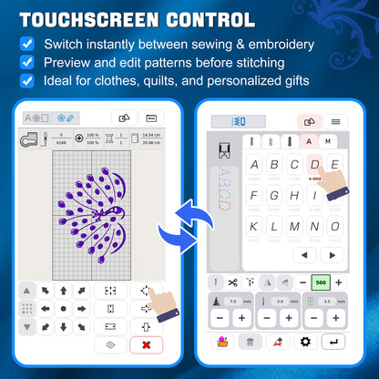 FEIYUE FY777 Computerized Sewing & Embroidery Machine - Touch Screen Control, Built-in Embroidery Patterns & Letters, USB Pattern Import, Automatic Thread Trimming, LED Sewing Light