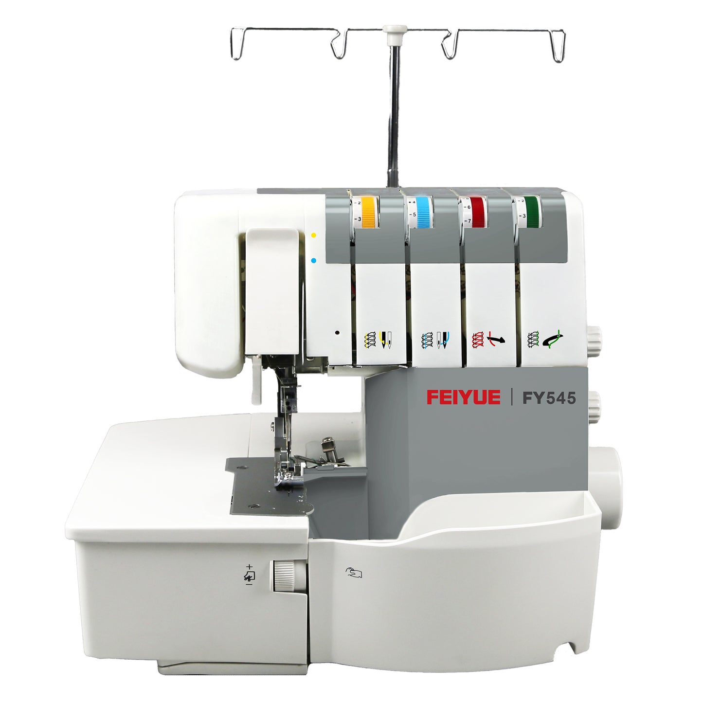 FEIYUE FY545 Overlock Sewing Machine – Air Threading System, Knee Lifter for Hands-Free Control, High-Speed Professional Serger for Home & Studio Use
