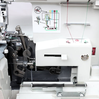 FEIYUE FY555 Overlock Sewing Machine - One-Step Air Threader, Differential Feed, 2/3/4 Thread Stitch Options, Adjustable Stitch Length & Width, LED Sewing Light