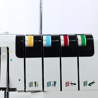 FEIYUE FY555 Overlock Sewing Machine - One-Step Air Threader, Differential Feed, 2/3/4 Thread Stitch Options, Adjustable Stitch Length & Width, LED Sewing Light