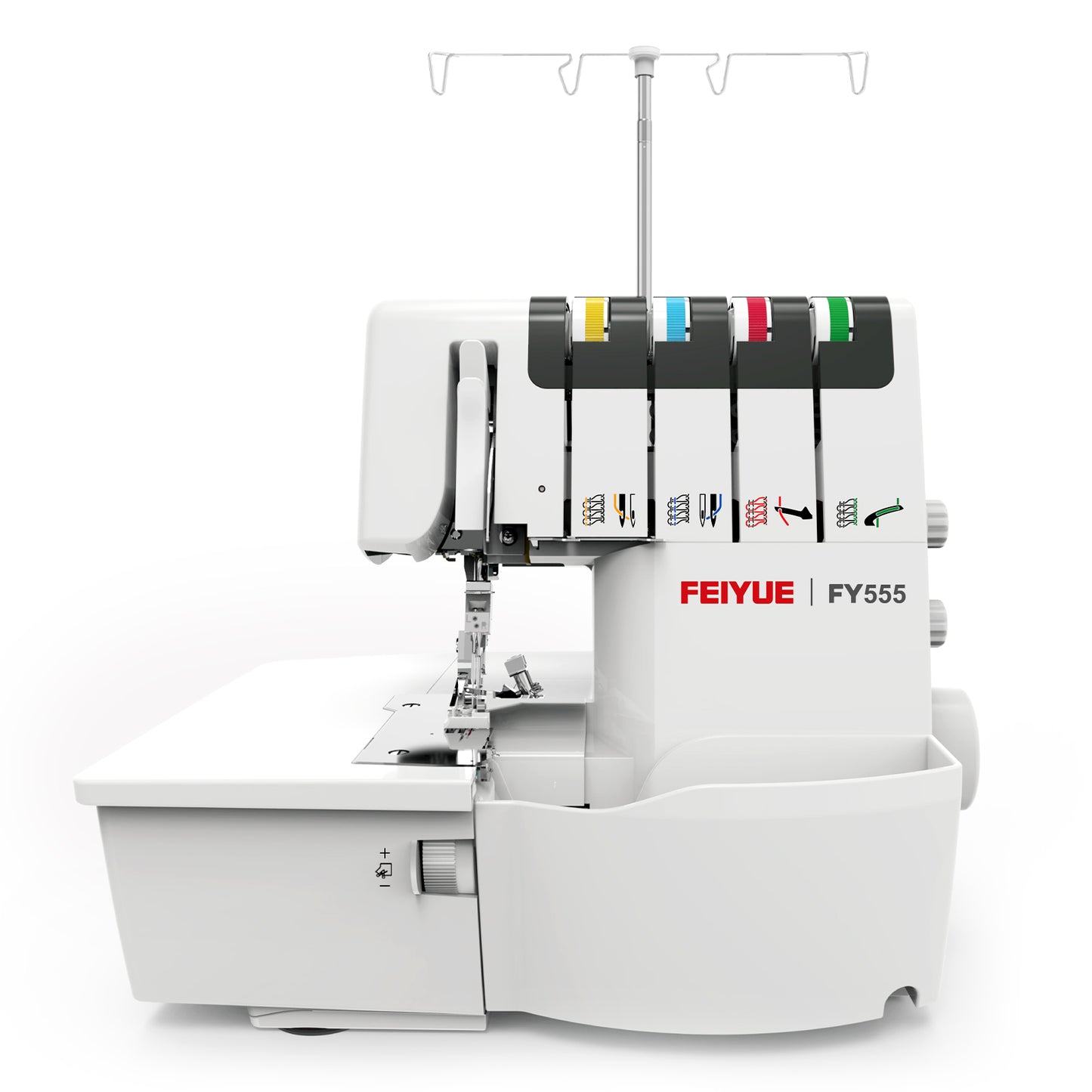 FEIYUE FY555 Overlock Sewing Machine - One-Step Air Threader, Differential Feed, 2/3/4 Thread Stitch Options, Adjustable Stitch Length & Width, LED Sewing Light