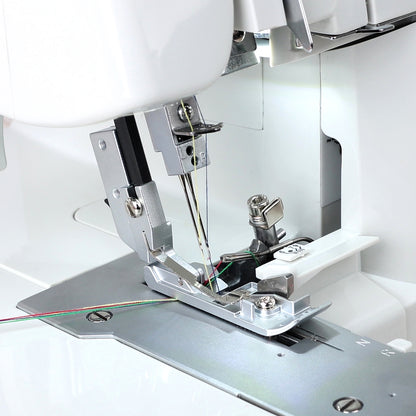 FEIYUE FY555 Overlock Sewing Machine - One-Step Air Threader, Differential Feed, 2/3/4 Thread Stitch Options, Adjustable Stitch Length & Width, LED Sewing Light