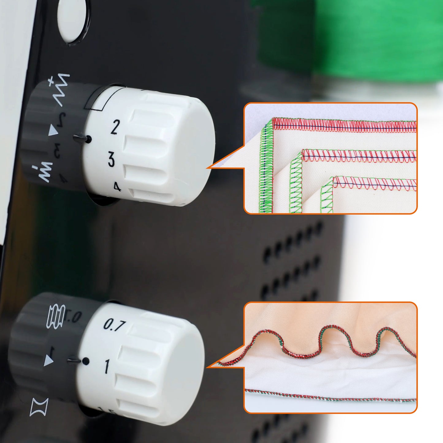 FEIYUE FY555 Overlock Sewing Machine - One-Step Air Threader, Differential Feed, 2/3/4 Thread Stitch Options, Adjustable Stitch Length & Width, LED Sewing Light