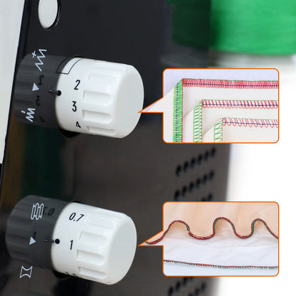 FEIYUE FY555 Overlock Sewing Machine - One-Step Air Threader, Differential Feed, 2/3/4 Thread Stitch Options, Adjustable Stitch Length & Width, LED Sewing Light