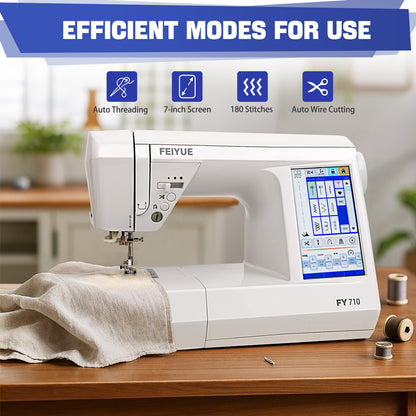 FEIYUE FY710 Computerized Sewing Machine - 180 Stitch Patterns, Stitch Memory, LCD Display, Adjustable Speed, Automatic Thread Cutter, Presser Foot Set, for Advanced Sewing, Quilting & Monogramming