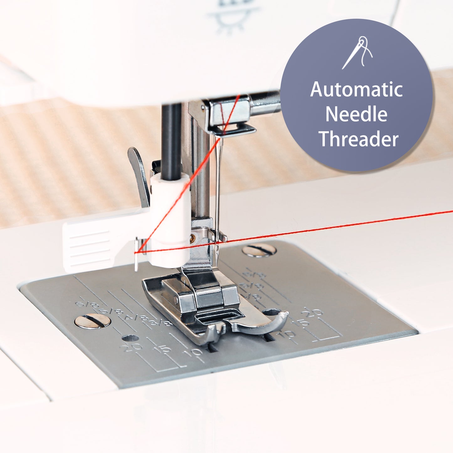 FEIYUE FYe310 Full Size Sewing Machine with Foot Pedal, Powerful Servo Motor, 25 Built-in Stitches, Heavy Duty & Portable, 6 Bobbins & 5 Included Sewing Feet (Red)