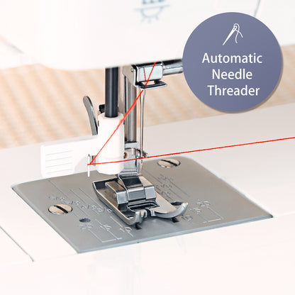 FEIYUE FYe310 Full Size Sewing Machine with Foot Pedal, Powerful Servo Motor, 25 Built-in Stitches, Heavy Duty & Portable, 6 Bobbins & 5 Included Sewing Feet (Red)