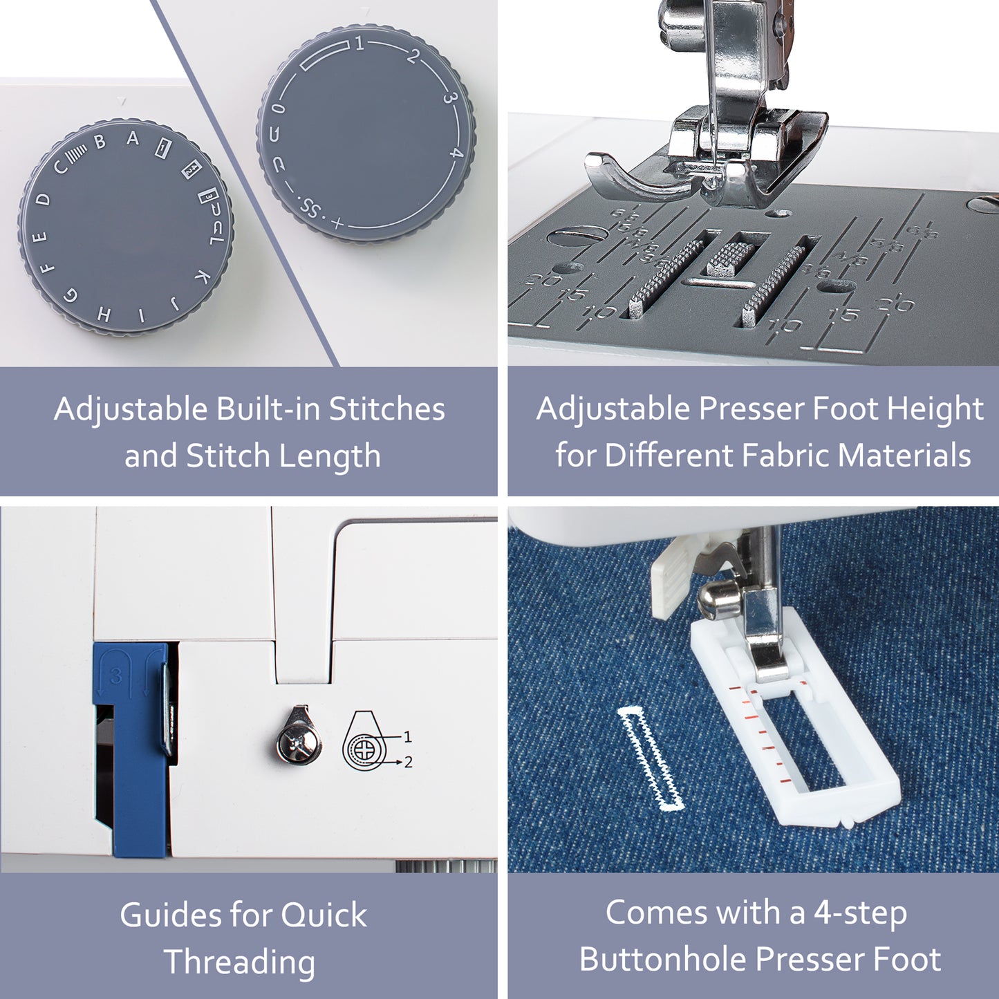 FEIYUE FYe310 Full Size Sewing Machine with Foot Pedal, Powerful Servo Motor, 25 Built-in Stitches, Heavy Duty & Portable, 6 Bobbins & 5 Included Sewing Feet (Gray)