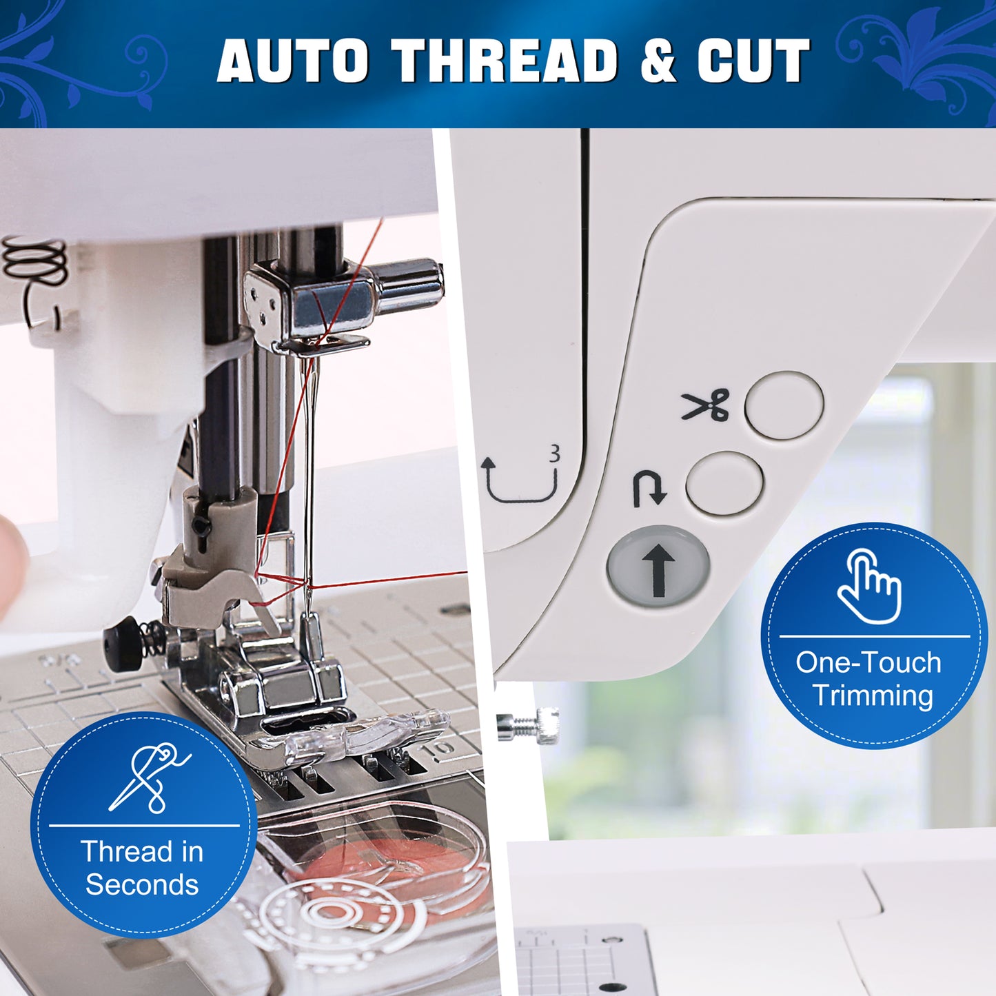 FEIYUE FY777 Computerized Sewing & Embroidery Machine - Touch Screen Control, Built-in Embroidery Patterns & Letters, USB Pattern Import, Automatic Thread Trimming, LED Sewing Light