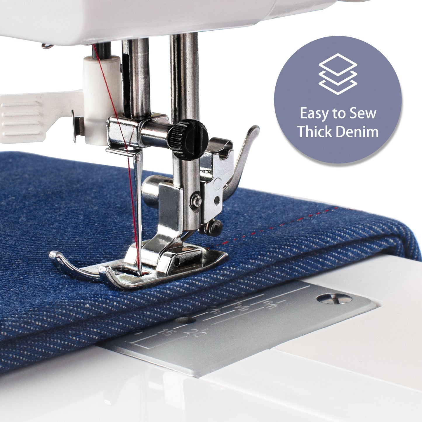 FEIYUE FYe310 Full Size Sewing Machine with Foot Pedal, Powerful Servo Motor, 25 Built-in Stitches, Heavy Duty & Portable, 6 Bobbins & 5 Included Sewing Feet (Red)